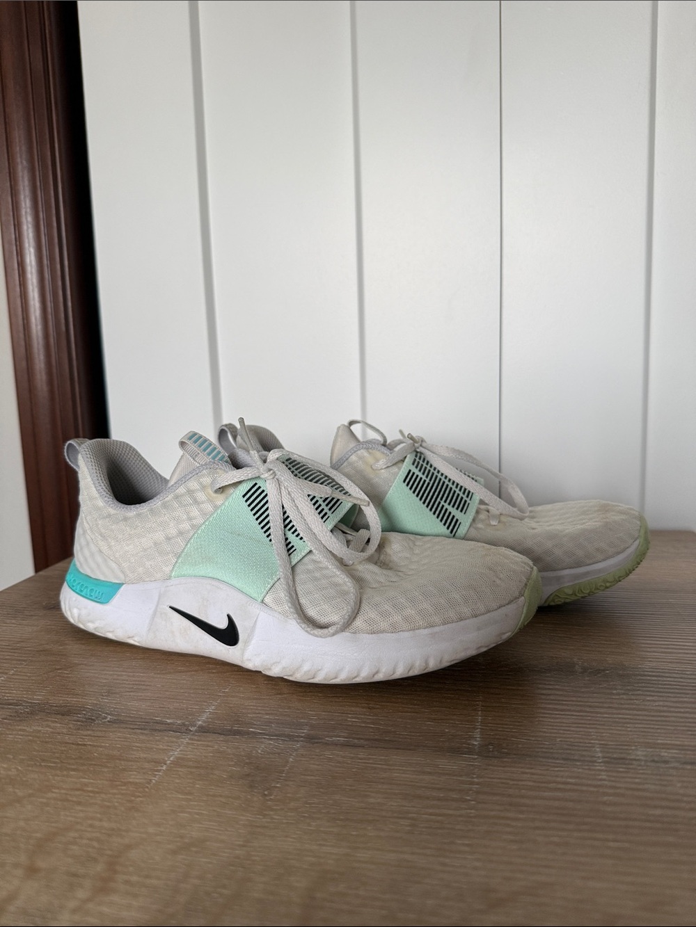 Nike Kids Cream and Mint Green Athletic Sneakers